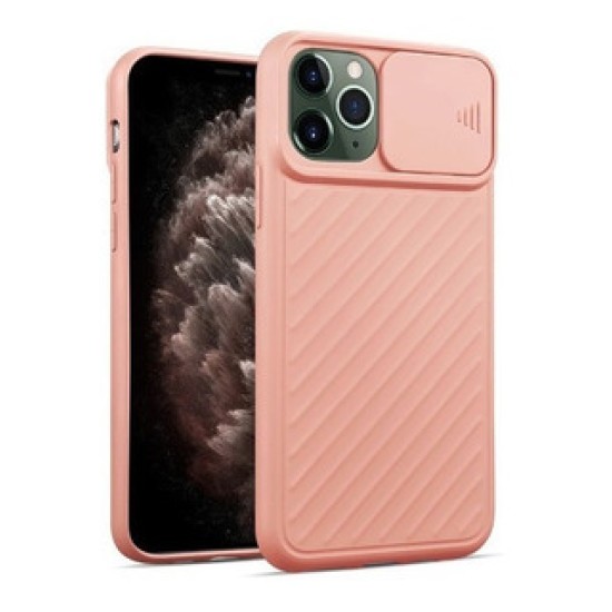 SILICONE COVER WITH CAMERA SHIELD FOR APPLE IPHONE 12/12 PRO PINK